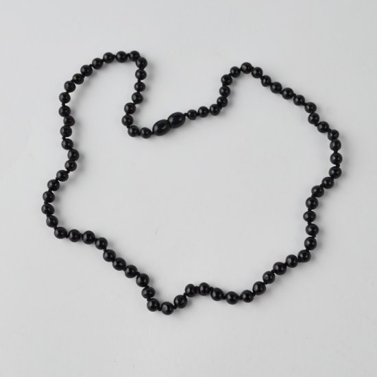 Amber necklace baroque black polished